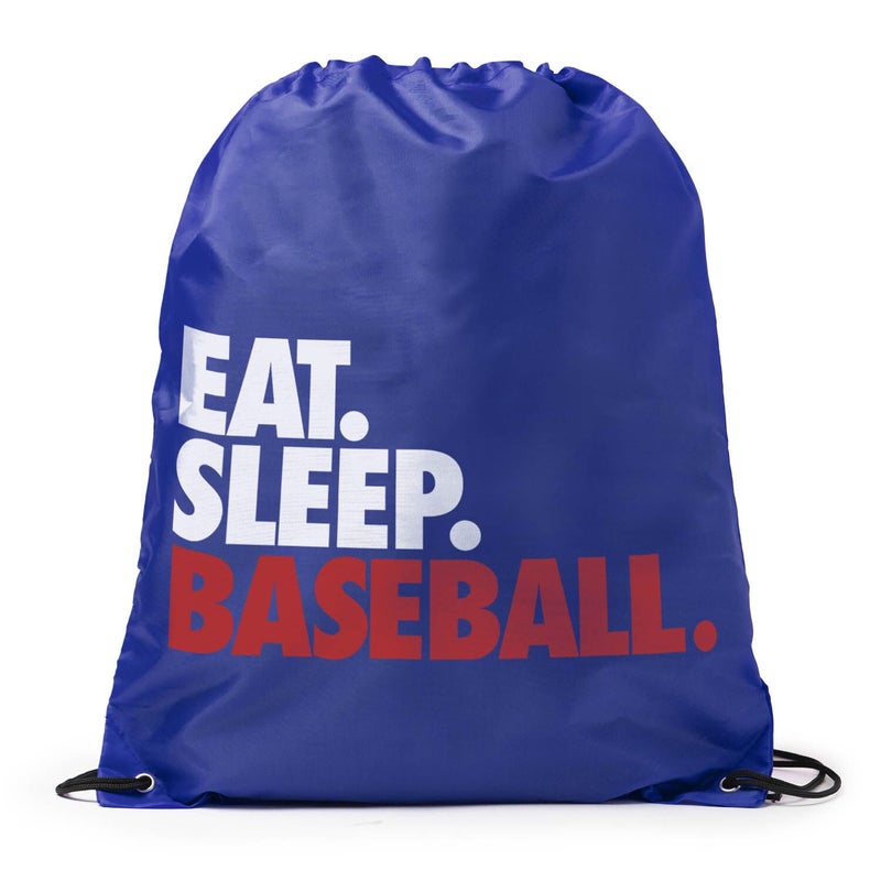 ChalkTalkSPORTS Baseball Sport Pack Drawstring Bag | Eat Sleep Baseball | Royal - Image 1